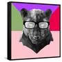 Party Panther in Glasses-Lisa Kroll-Framed Stretched Canvas