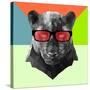 Party Panther in Red Glasses-Lisa Kroll-Stretched Canvas