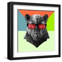 Party Panther in Red Glasses-Lisa Kroll-Framed Art Print