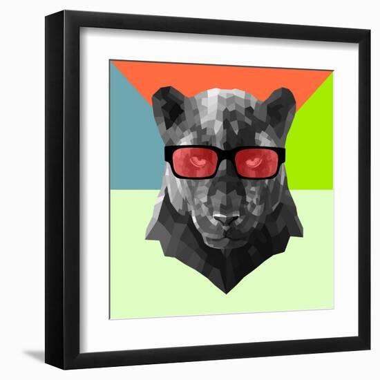 Party Panther in Red Glasses-Lisa Kroll-Framed Art Print