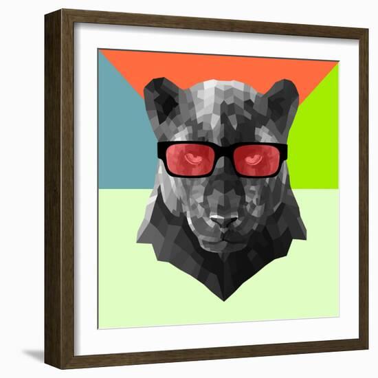 Party Panther in Red Glasses-Lisa Kroll-Framed Art Print