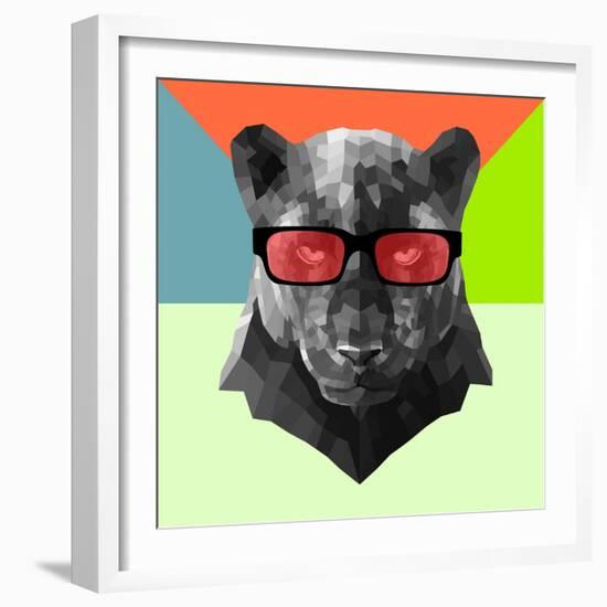 Party Panther in Red Glasses-Lisa Kroll-Framed Art Print