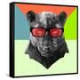 Party Panther in Red Glasses-Lisa Kroll-Framed Stretched Canvas