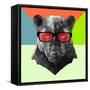 Party Panther in Red Glasses-Lisa Kroll-Framed Stretched Canvas