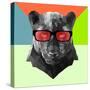 Party Panther in Red Glasses-Lisa Kroll-Stretched Canvas