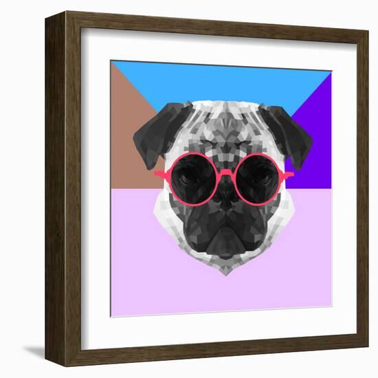 Party Pug in Pink Glasses-Lisa Kroll-Framed Art Print