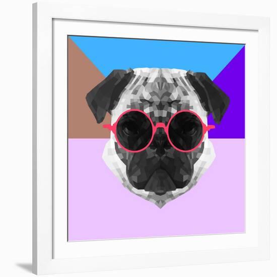 Party Pug in Pink Glasses-Lisa Kroll-Framed Art Print