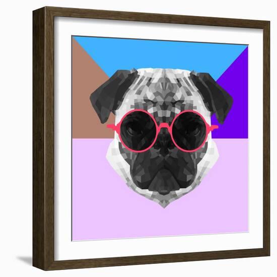 Party Pug in Pink Glasses-Lisa Kroll-Framed Art Print