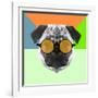 Party Pug in Yellow Glasses-Lisa Kroll-Framed Art Print