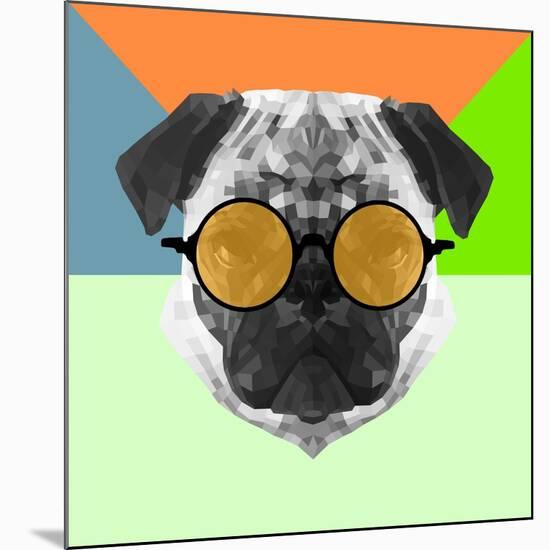 Party Pug in Yellow Glasses-Lisa Kroll-Mounted Art Print