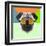 Party Pug in Yellow Glasses-Lisa Kroll-Framed Art Print