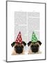 Party Pugs Pair-Fab Funky-Mounted Art Print