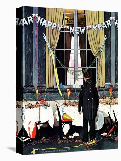 "Party's Over" or "Happy New Year", December 29,1945-Norman Rockwell-Stretched Canvas