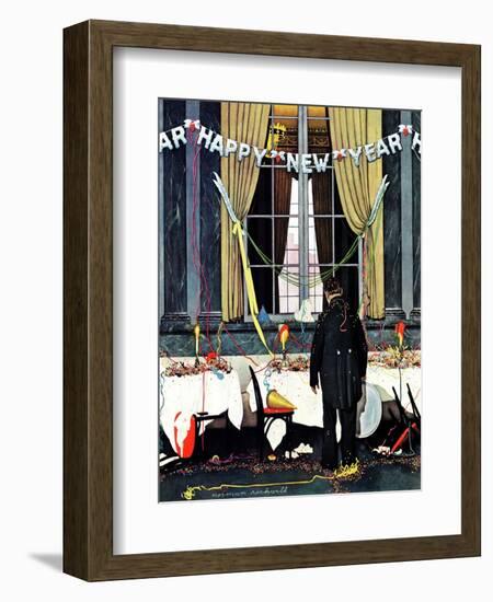 "Party's Over" or "Happy New Year", December 29,1945-Norman Rockwell-Framed Giclee Print