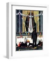 "Party's Over" or "Happy New Year", December 29,1945-Norman Rockwell-Framed Giclee Print