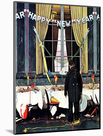 "Party's Over" or "Happy New Year", December 29,1945-Norman Rockwell-Mounted Giclee Print