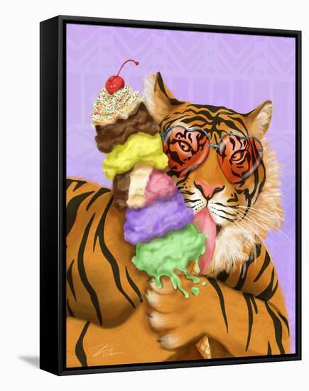 Party Safari Tiger-Shari Warren-Framed Stretched Canvas