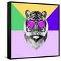 Party Tiger in Glasses-Lisa Kroll-Framed Stretched Canvas