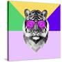 Party Tiger in Glasses-Lisa Kroll-Stretched Canvas