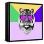 Party Tiger in Glasses-Lisa Kroll-Framed Stretched Canvas