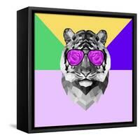 Party Tiger in Glasses-Lisa Kroll-Framed Stretched Canvas