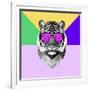 Party Tiger in Glasses-Lisa Kroll-Framed Art Print