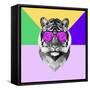 Party Tiger in Glasses-Lisa Kroll-Framed Stretched Canvas