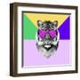 Party Tiger in Glasses-Lisa Kroll-Framed Art Print