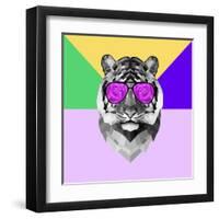 Party Tiger in Glasses-Lisa Kroll-Framed Art Print