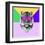 Party Tiger in Glasses-Lisa Kroll-Framed Art Print