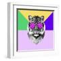 Party Tiger in Glasses-Lisa Kroll-Framed Art Print