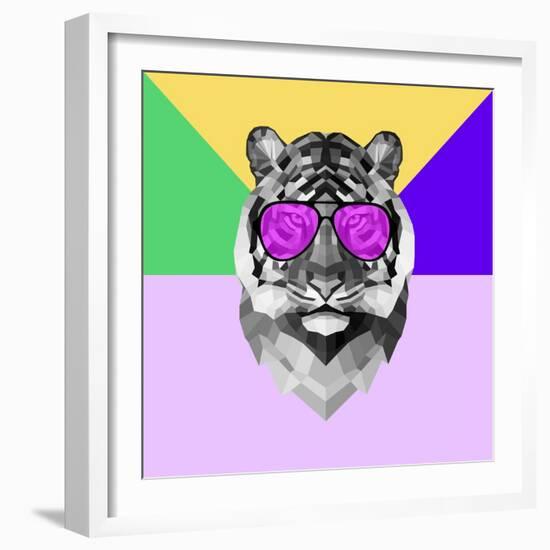 Party Tiger in Glasses-Lisa Kroll-Framed Art Print