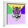 Party Tiger in Glasses-Lisa Kroll-Framed Art Print