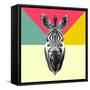 Party Zebra Head-NaxArt-Framed Stretched Canvas