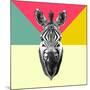 Party Zebra Head-NaxArt-Mounted Art Print