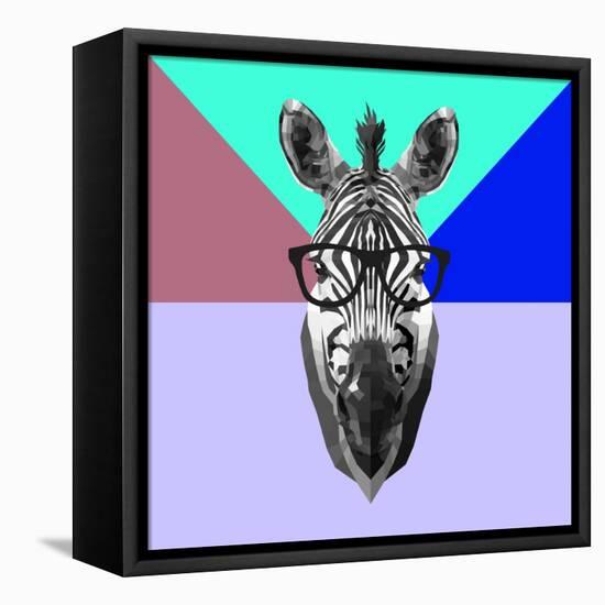 Party Zebra in Glasses-Lisa Kroll-Framed Stretched Canvas