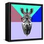 Party Zebra in Glasses-Lisa Kroll-Framed Stretched Canvas