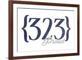 Pasadena, California - 323 Area Code (Blue)-Lantern Press-Framed Art Print