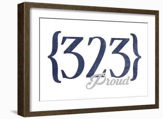 Pasadena, California - 323 Area Code (Blue)-Lantern Press-Framed Art Print