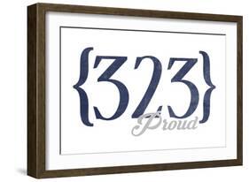 Pasadena, California - 323 Area Code (Blue)-Lantern Press-Framed Art Print