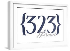 Pasadena, California - 323 Area Code (Blue)-Lantern Press-Framed Art Print