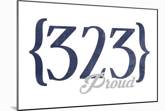 Pasadena, California - 323 Area Code (Blue)-Lantern Press-Mounted Art Print