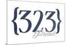 Pasadena, California - 323 Area Code (Blue)-Lantern Press-Mounted Premium Giclee Print