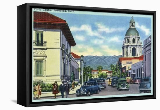 Pasadena, California - Civic Centre Scene-Lantern Press-Framed Stretched Canvas