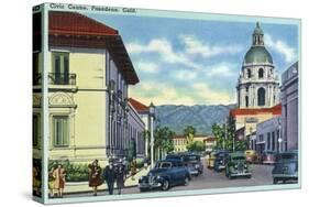 Pasadena, California - Civic Centre Scene-Lantern Press-Stretched Canvas