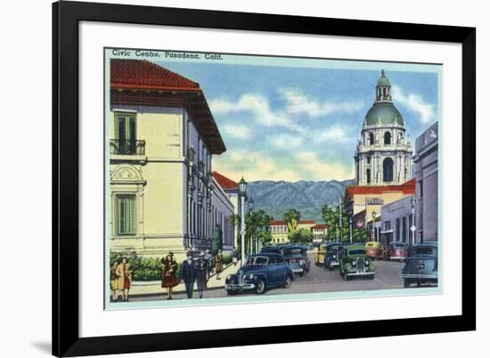Pasadena, California - Civic Centre Scene-Lantern Press-Framed Premium Giclee Print
