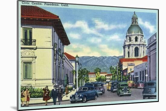 Pasadena, California - Civic Centre Scene-Lantern Press-Mounted Art Print
