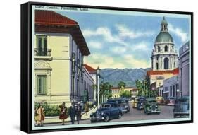 Pasadena, California - Civic Centre Scene-Lantern Press-Framed Stretched Canvas