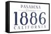 Pasadena, California - Established Date (Blue)-Lantern Press-Framed Stretched Canvas