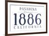 Pasadena, California - Established Date (Blue)-Lantern Press-Framed Premium Giclee Print